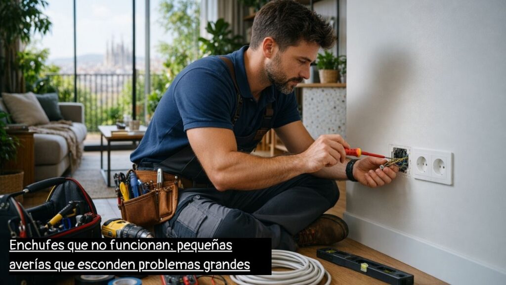 electricista en Barcelona reparando un enchufe en una vivienda
