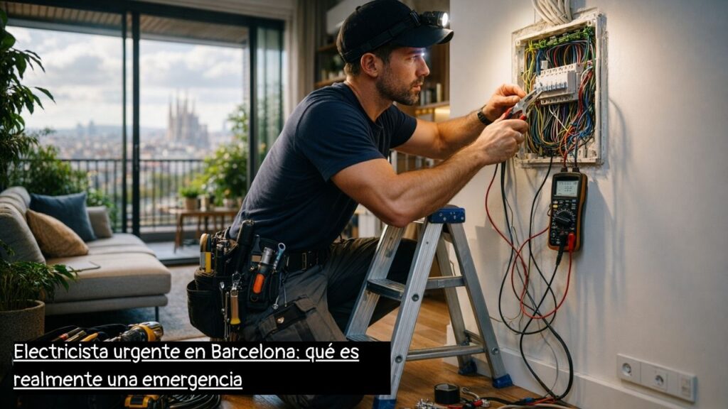 electricista urgente en Barcelona reparando una instalación eléctrica