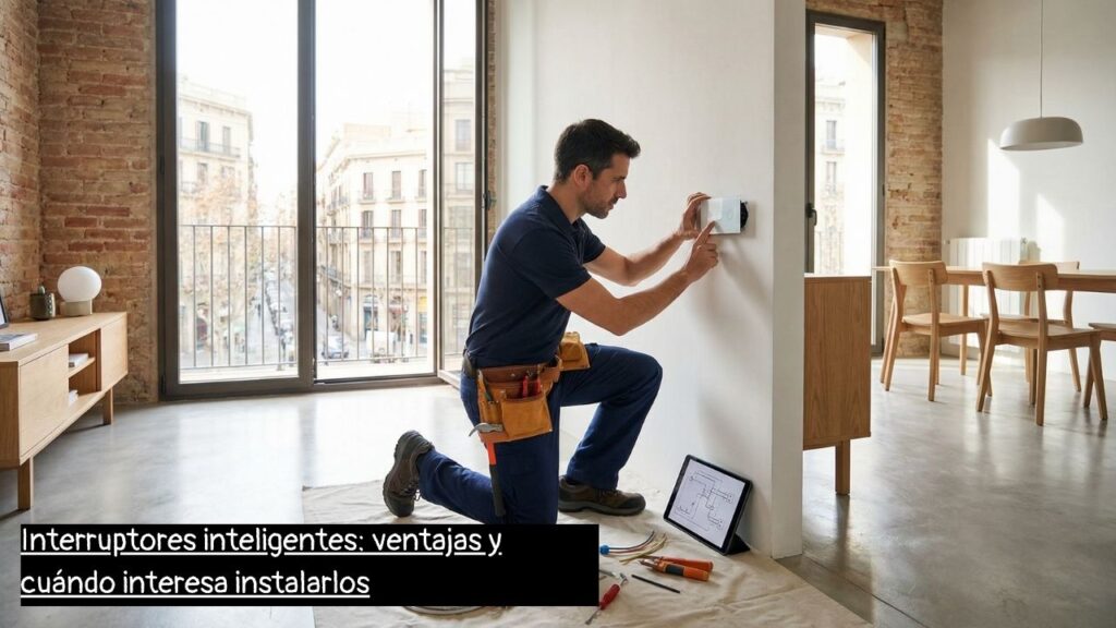 electricista en Barcelona instalando un interruptor inteligente en una vivienda