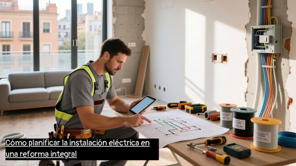 electricista en Barcelona planificando instalación eléctrica en una reforma
